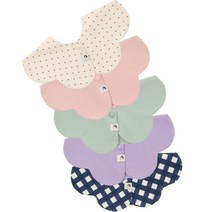 코니 롤링 턱받이 5종 세트, 1세트, 와인도트, 핑크, 민트, 라벤더, 네이비깅엄