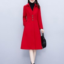 아뗄릭 여성용 중년 원슬림핏 모직 정장 롱 코트 01571