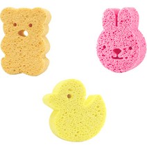 엠케이 알록달록 신생아 유아 목욕 스펀지 3종 세트 6.7 x 9.5 x 2.5 cm, 곰돌이, 토끼, 오리, 1세트