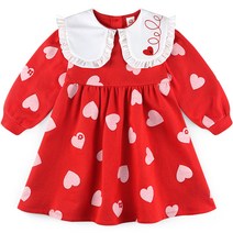 밀크마일 여아용 하트 블룸 카라 기모 원피스