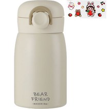 푸코 베어 프렌드 원터치 보온병 + 스티커 세트, 베이지(보온병), 랜덤발송(스티커), 350ml