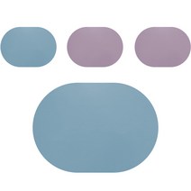 쾌청 어나더 가죽 식탁매트 큰타원 엘리티코 4p, 연블루 + 연보라, 30 x 45 cm