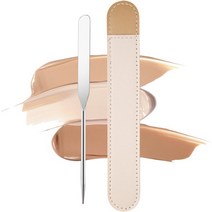 닐로 304스테인리스 메이크업 파운데이션 믹싱 스파츌라 + 가죽케이스, 실버, 1세트