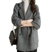 페이퍼먼츠 여성용 더블 카라 정장 체크 코트 03319