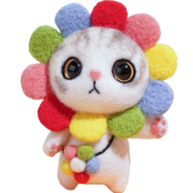 후니마켓 DIY 펠트 세트 고양이 105무지개 열쇠고리, 혼합색상, 1세트
