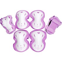 휠러스 아동용 스마트 무릎보호대 +팔꿈치보호대 + 손목보호대 좌우 세트, 퍼플