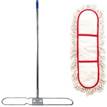 월드크린 리스킹 물걸레 백색 105cm + 판 + 스텐자루, 1세트