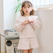 베베쥬 여아용 블랑 트위드 상하의 세트