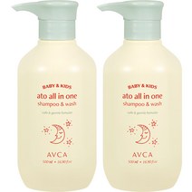 아브카 베이비 앤 키즈 아토 올인원 샴푸 앤 워시 무향, 2개, 500ml