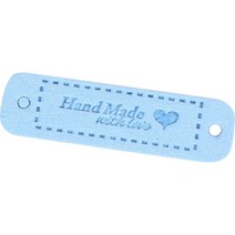 하트 포인트 영문 핸드메이드 레터링 DIY 만들기 가죽 라벨 35g, 스카이 블루, 50개