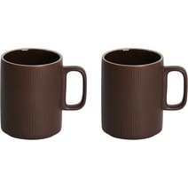 윤도자기 차곡 머그컵 400ml, 딥브라운, 2개