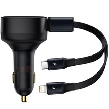 베이스어스 인조이먼트 오토릴 2in1 차량용 고속 충전기 30W, CCTX-CL, 블랙