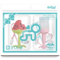 유아용 앙쥬 3D 수박 치발기 + 고양이 과즙망 세트, 치발기 + 과즙망 + 리필 2p + 클립(랜덤발송) 2p + 케이스 2p, 혼합색상