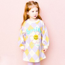 헤이미니 여아용 스마일 플라워 아가일 원피스