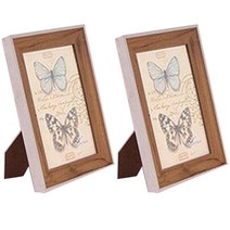 모던리빙 우드패턴 빈티지 사진 액자 2p, 원목무늬