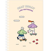 모노라이크 올리몰리 A5 스프링 라인 노트 01. Skateboard, 베이지, 1개