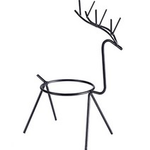 사슴 화분 장식 스탠드, 블랙