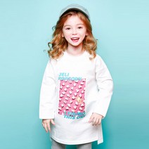 젤리스푼 여아용 팝콘냠냠 롱 티셔츠