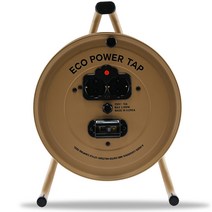 에코파워탭 캠핑 케이블 릴선 + 고정핀 + 손잡이 랜덤발송 세트 2구 베이지 EPR-B015, 1세트, 15m