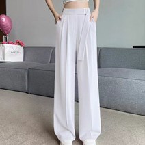 비비에모 여성용 커버릿 핀턱 롱 벨트 와이드 슬랙스 03308