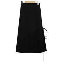 시크블랙 부이르 옆트임 투리본 A라인 롱 스커트 cpsk5604k36