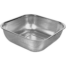 퀸센스 스텐 정사각 채소 물빠짐 큰 소쿠리, 실버