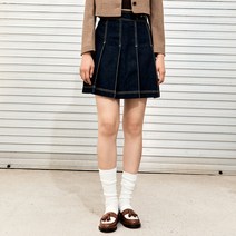 미쏘 플리츠 데님 스커트