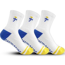 까스텔바작 여성용 길리 골프 양말 쿠션 압박 중목 3켤레 세트 CSW-125, 옐로우, 3개