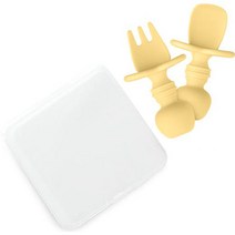 아띠래빗 유아용 자기주도 이유식 스푼 + 포크 + 케이스 세트, 1세트, 크림바닐라