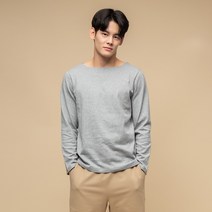캐럿 남성용 릴렉스 핏 긴팔 보트넥 티셔츠