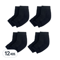 생활더하기 풋케어 발 뒤꿈치 보습 패드 양말 블랙, 1매, 12세트