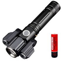 make speed 1560 루멘 3구 자전거 랜턴 + 18650배터리 + 마이크로 5핀 케이블, 블랙, 1세트