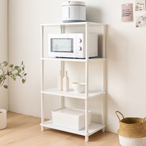 조립식 스마트 전자렌지수납장 선반 렌지대 밥솥다이 진열장 4단, 화이트
