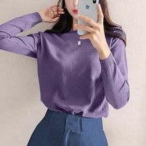 나바바 여성용 말린 라운드넥 긴팔 니트티 NK057