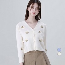 어썸어라운드 여성용 플라워 자수 니트 가디건