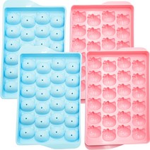 릴팡 헬로키티 아이스 트레이 뚜껑 2p + 받침 2p 세트, 하늘색(뚜껑), 핑크색(받침)