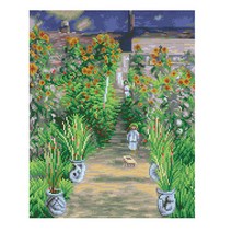 디클레어 액자 캔버스형 보석십자수 DIY 키트 40 x 50 cm, 1세트, 모네 아이와 해바라기 정원