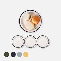 쓰임 레트로 라인 원형접시 4p, 딥블루, 4개