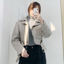 오키진 여성용 레인 라이더 크롭 숏 자켓