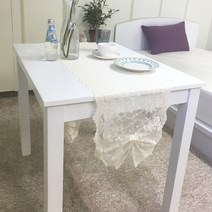 나산데코 샤트렌 자수 레이스 테이블러너, 아이보리, 180cm x 32cm
