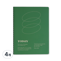 인더무드 A5 라인 스프링 노트, 4개, 웨이브 그린