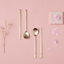 오부자 방짜유기 송학 2인수저세트, 1세트, 숟가락 2p + 젓가락 2p