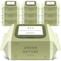 비브 어반네이처 올리브 그린 저자극 아기물티슈 캡형 75gsm, 70매, 10팩