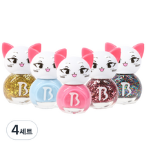 바블리 키즈네일 냥이 어린이매니큐어 블링블링 세트 5p, 혼합 색상, 4세트