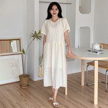 린다샵 키추리 지지미 와플 반팔 롱 원피스 OPS7861K26