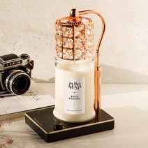 캔들백화점 크리스탈 루시드 캔들워머 + 대용량 소이캔들 750g 세트, 화이트웨딩, 로즈골드(블랙)