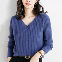 솔레일 여성용 듀이 골지 여리 브이넥니트