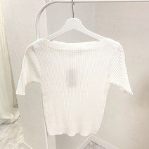 체리체리 여성용 입술넥 골지 반팔 니트