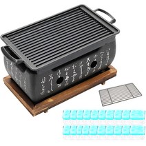 뉴비아 프리미엄 직사각형 미니화로 듀얼와이드 NEWVIA-MB2000 + 고체연료 30g x 20p 세트, 24 x 13 x 1.5 cm, 1세트