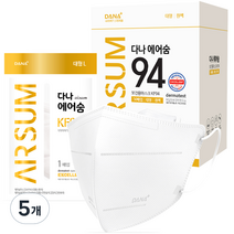 다나마스크 에어숨 컬러 대형 KF94, 50매입, 5개, 흰색